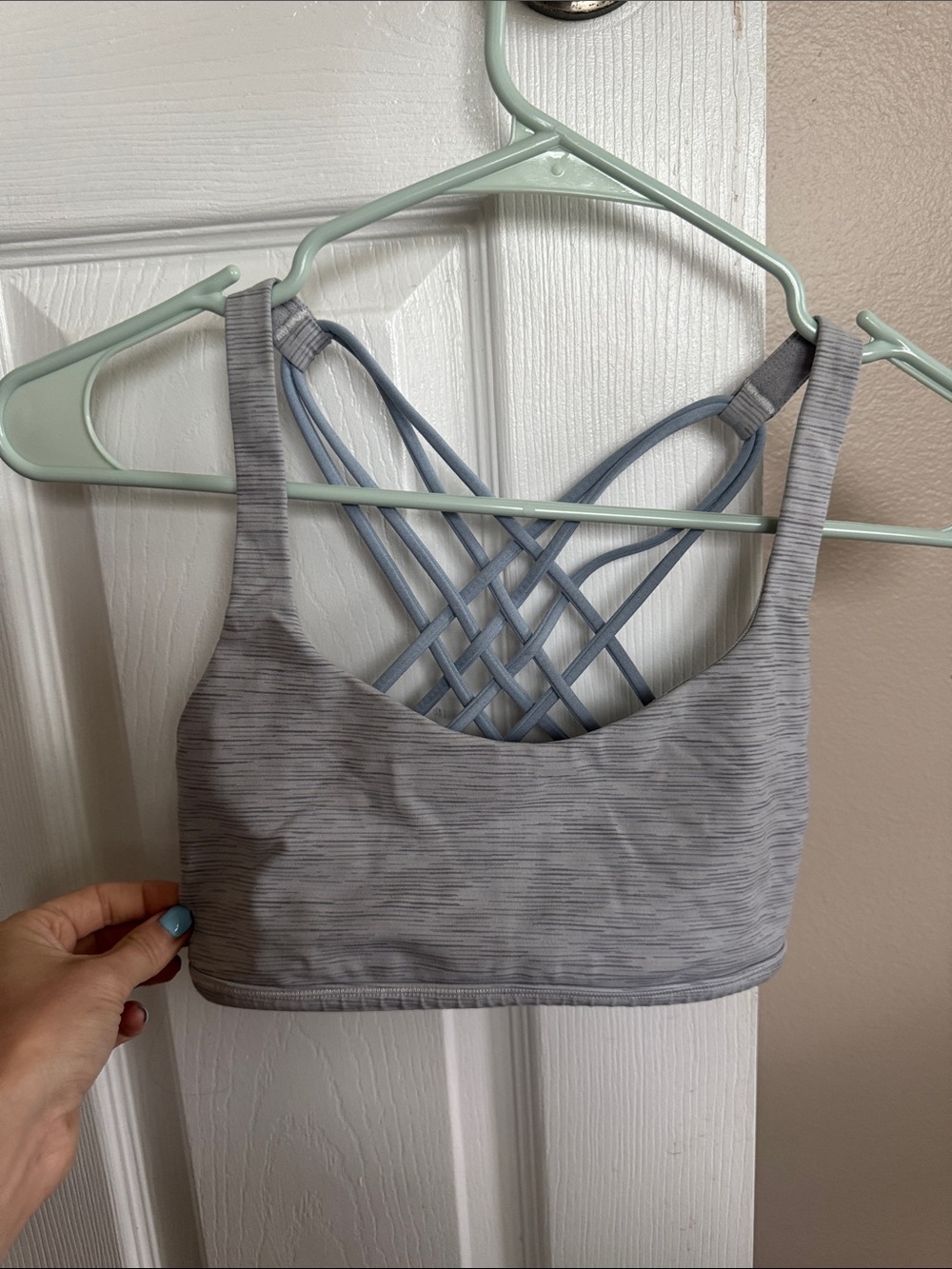 lululemon athletica Heathered Light Gray Strappy Sports Bra